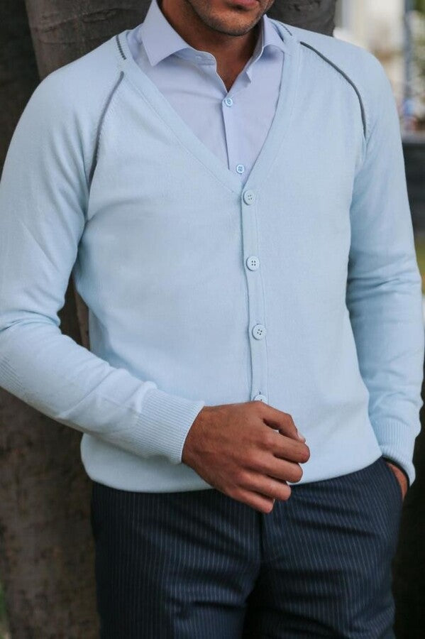 WSS Blue Cotton Men Knitwear  - Amiens