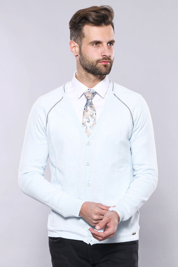 WSS Blue Cotton Men Knitwear  - Amiens