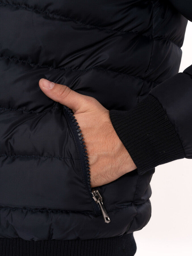 WSS Navy Blue Hooded Men's Down Coat  - Dzhankoi