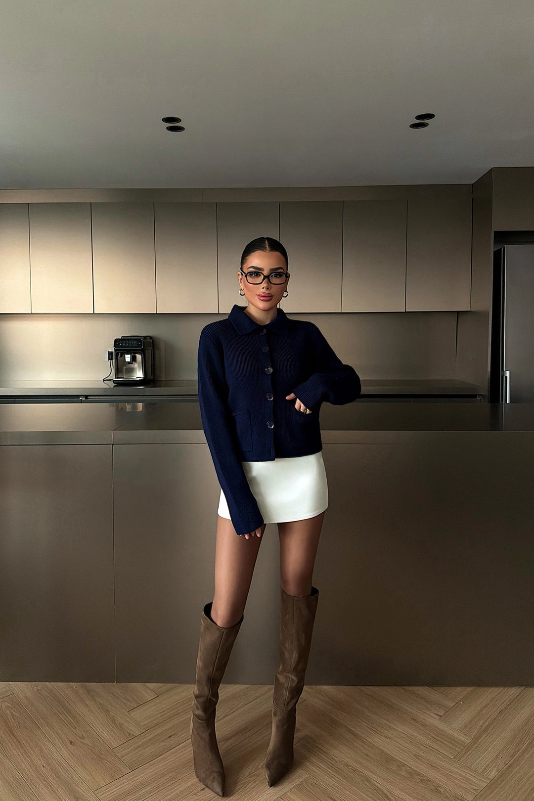 EYY Women Navy Blue Leche Buttoned Knit Cardigan - Torre-Pacheco