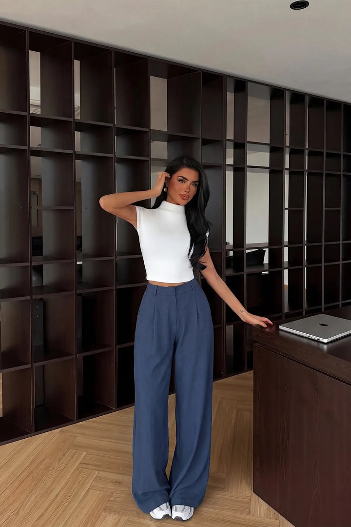 EYY Women Navy Blue Palazzo Pants - Bishops Stortford