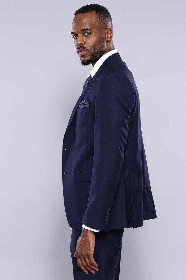 WSS Navy Blue Plain 3-Piece Suit with Vest  - Bad Homburg