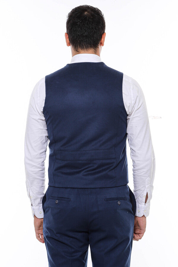 WSS Navy Blue Plain 8 Buttoned Vest  - Pervomaisk