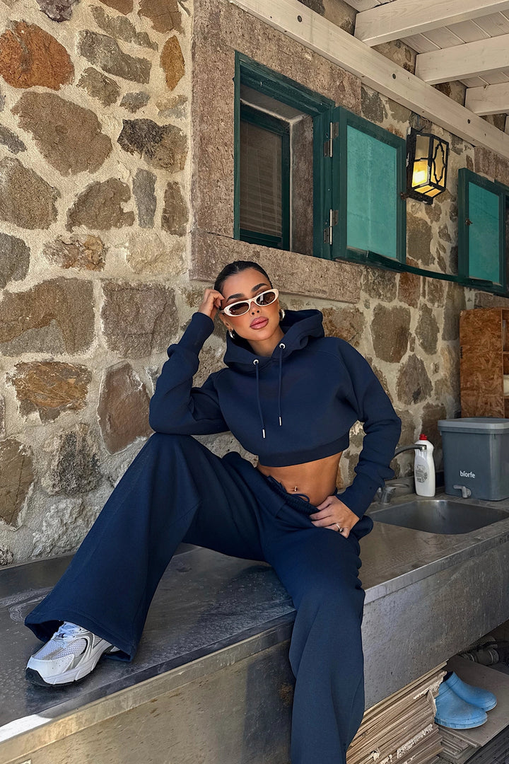 EYY Women Navy Blue Scarf Hooded Tracksuit - Poltava