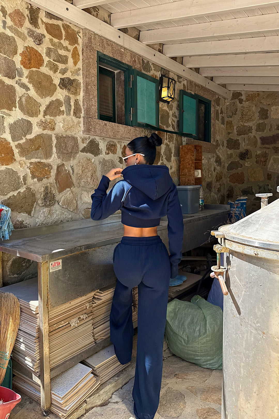 EYY Women Navy Blue Scarf Hooded Tracksuit - Poltava