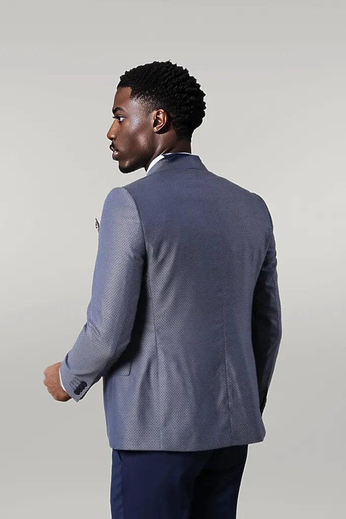 WSS Navy Blue Self-Patterned Vested Suit  - Singen