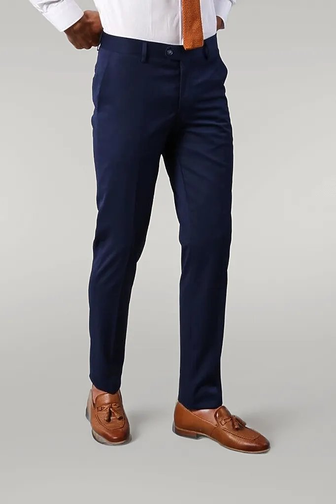 WSS Navy Blue Self-Patterned Vested Suit  - Singen