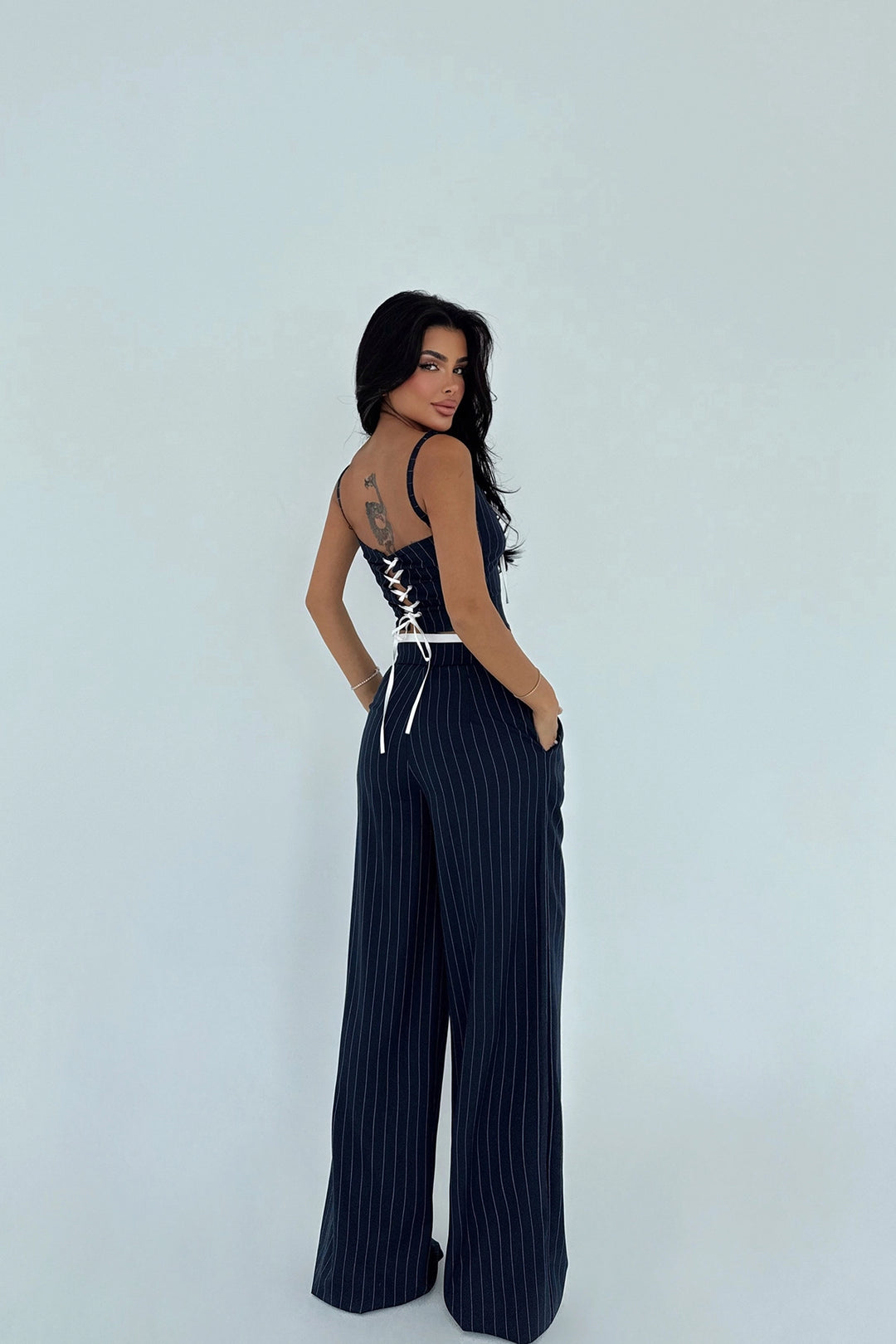EYY Women Lacivert Çizgili Pantolon Takımı - Ingolstadt