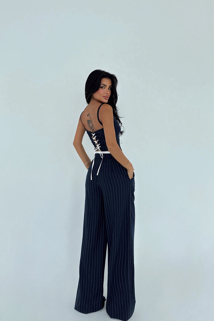 EYY Women Lacivert Çizgili Pantolon Takımı - Ingolstadt