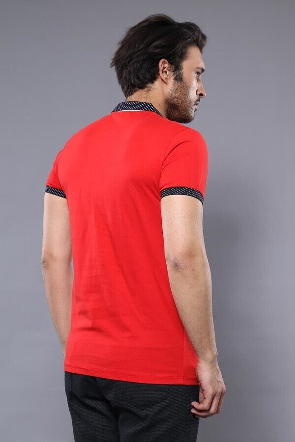WSS Navy Detailed Men's Polo Shirt Red  - Grantham