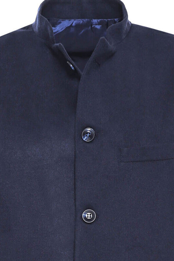 WSS Navy Mandarin Collar Vest  - Singen