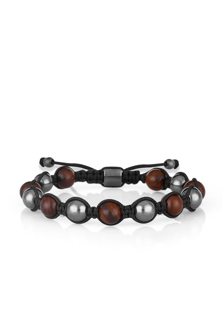 NVM NOON Natural Hematite-Jade Stone Smoky-Burgundy Color Handmade Adjustable Macrame Men's Bracelet NN1432 - Ratingen