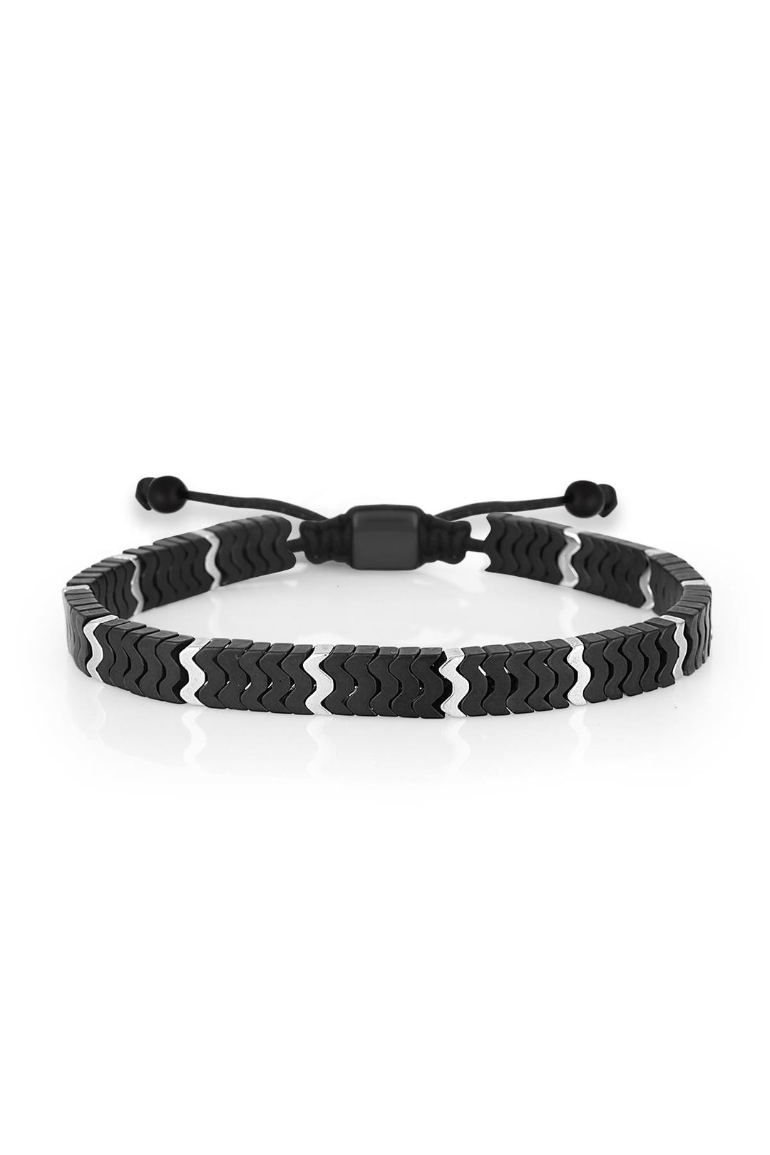 NVM NOON Hematite Stone Black Color Adjustable Men's Bracelet NN1445 - East Lansing
