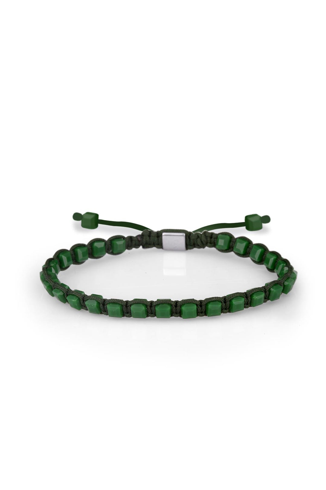 NVM NOON Cube Cut Crystal Stone Green Color Adjustable Macrame Men's Bracelet NN1458 - Frosinone