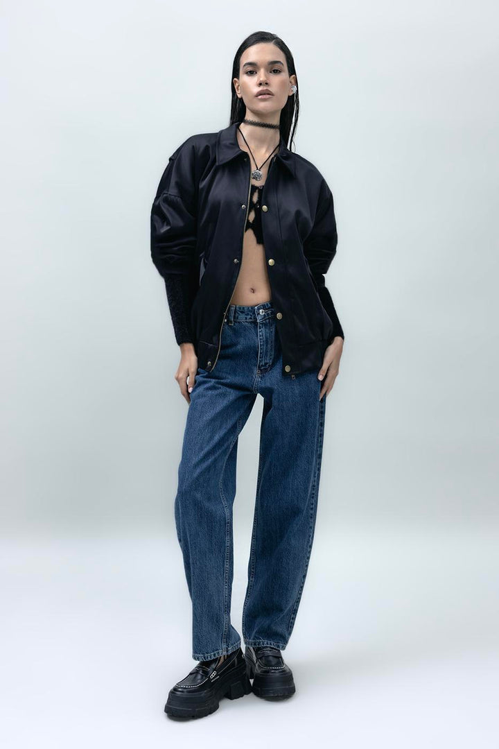 BSL Women Normal Waist Straight Leg Denim Pants - Canicattì