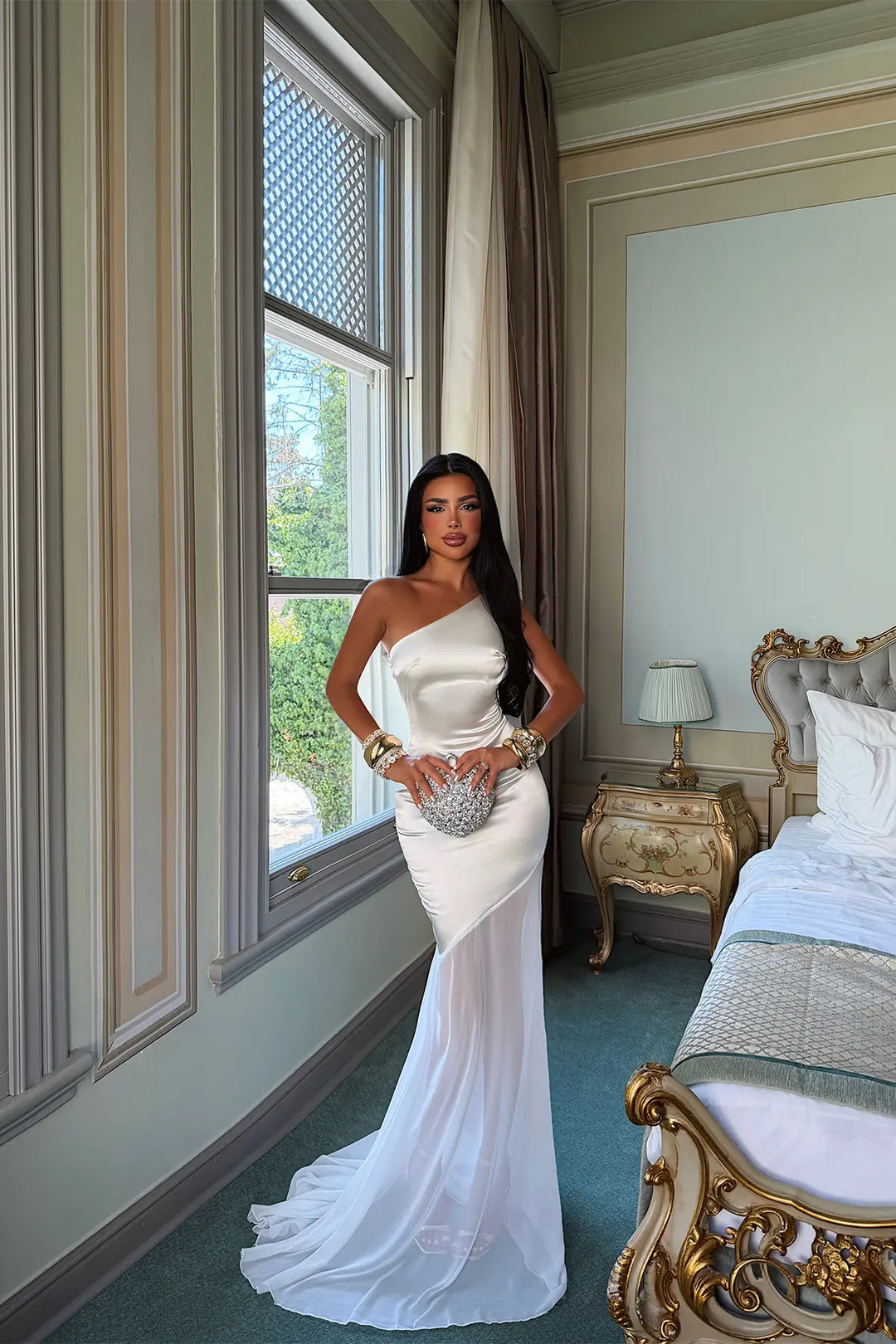 EYY Women Off-White Satin Midi Dress - Beckenham