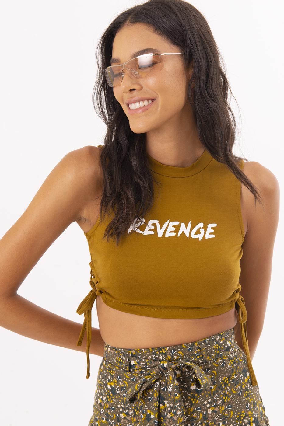 BSL Women Tie Front Printed Crop Top - Jalapa