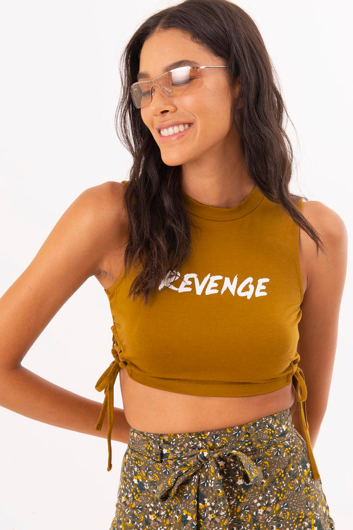 BSL Women Tie Front Printed Crop Top - Jalapa
