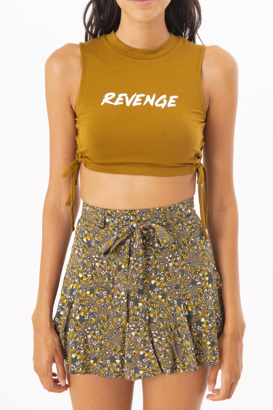 BSL Women Tie Front Printed Crop Top - Jalapa