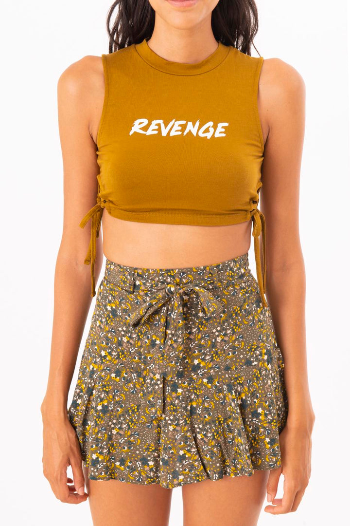 BSL Women Tie Front Printed Crop Top - Jalapa