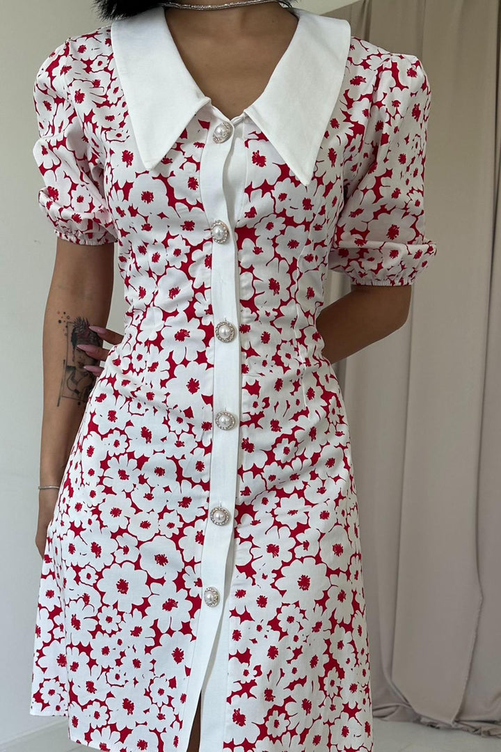 ELS Apron Collar Poplin Dress - Fuchsia - Sindelfingen