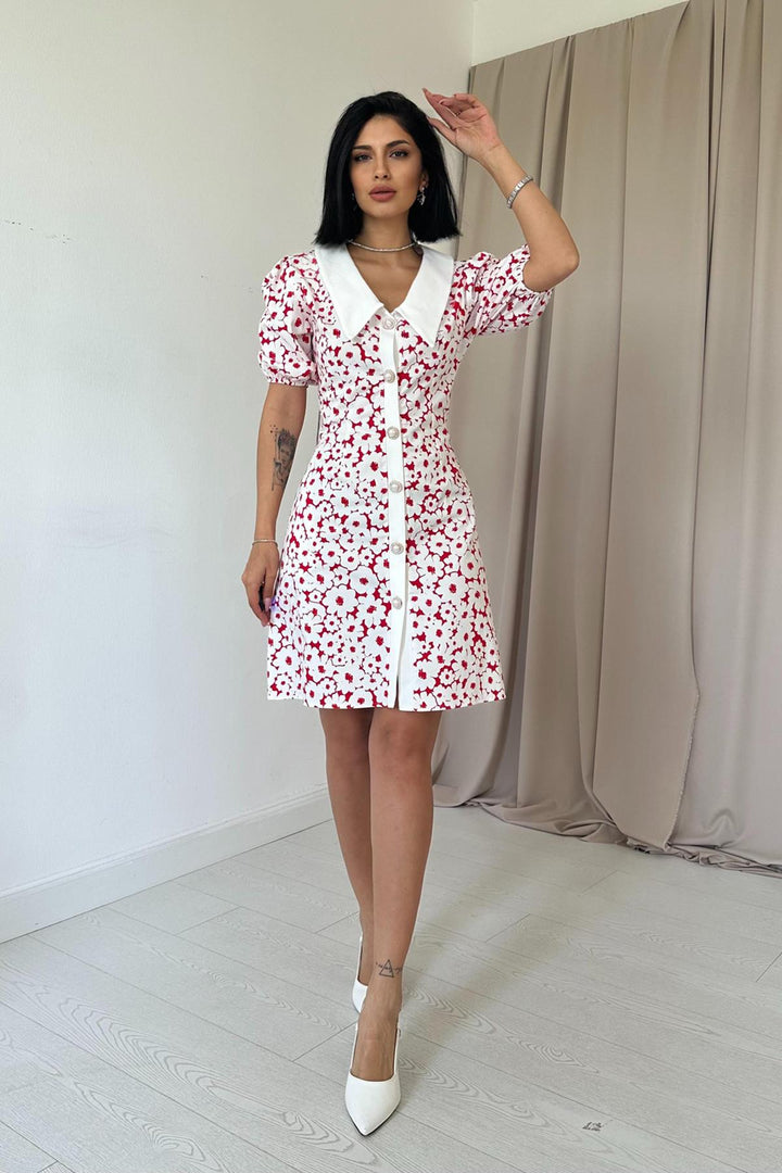 ELS Apron Collar Poplin Dress - Fuchsia - Sindelfingen