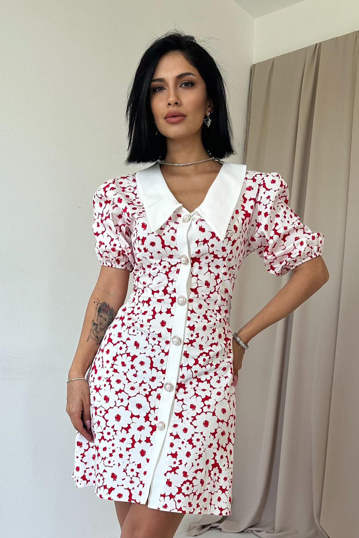 ELS Apron Collar Poplin Dress - Fuchsia - Sindelfingen