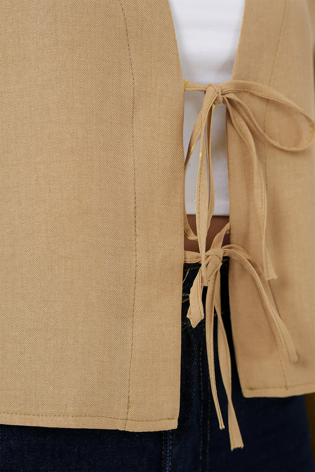 BGD Women Front Tied Linen Kimono 960 - Biscuit - St. Louis