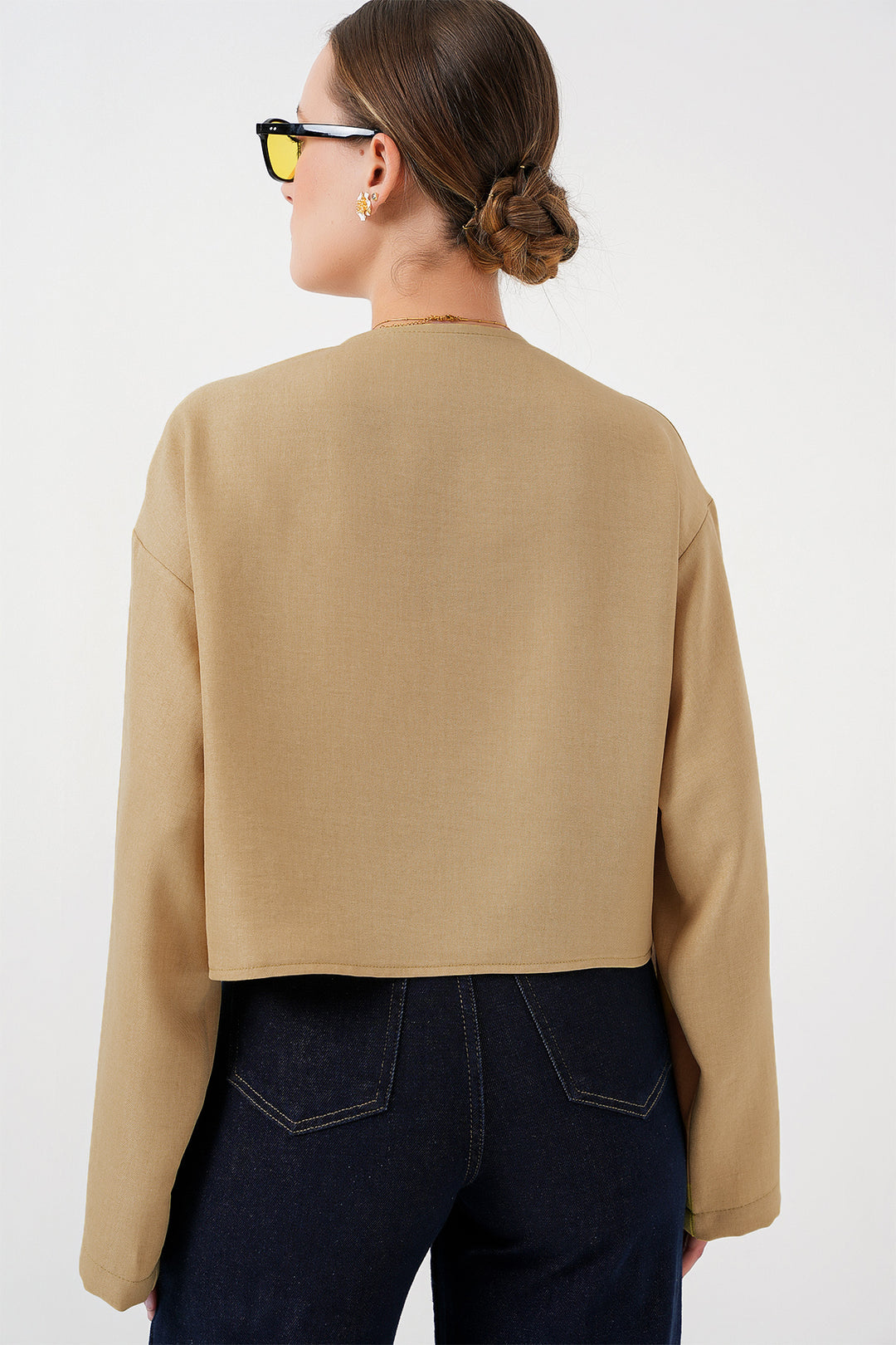 BGD Women Front Tied Linen Kimono 960 - Biscuit - St. Louis