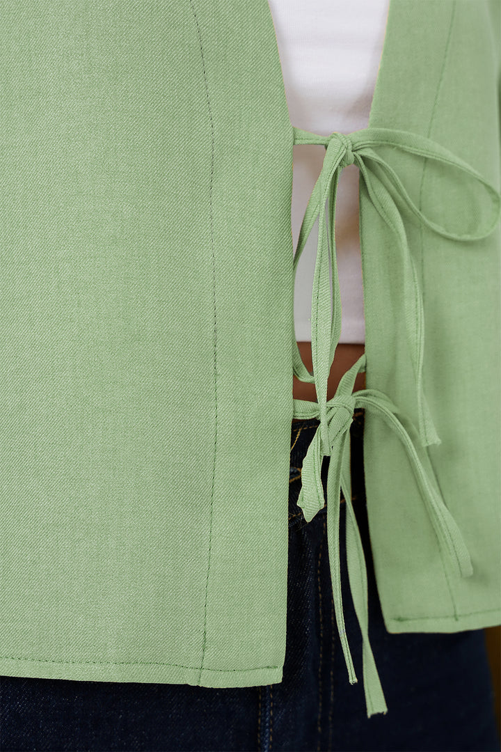 BGD Women Tied Front Linen Kimono 960 - Olive Green - Thornton
