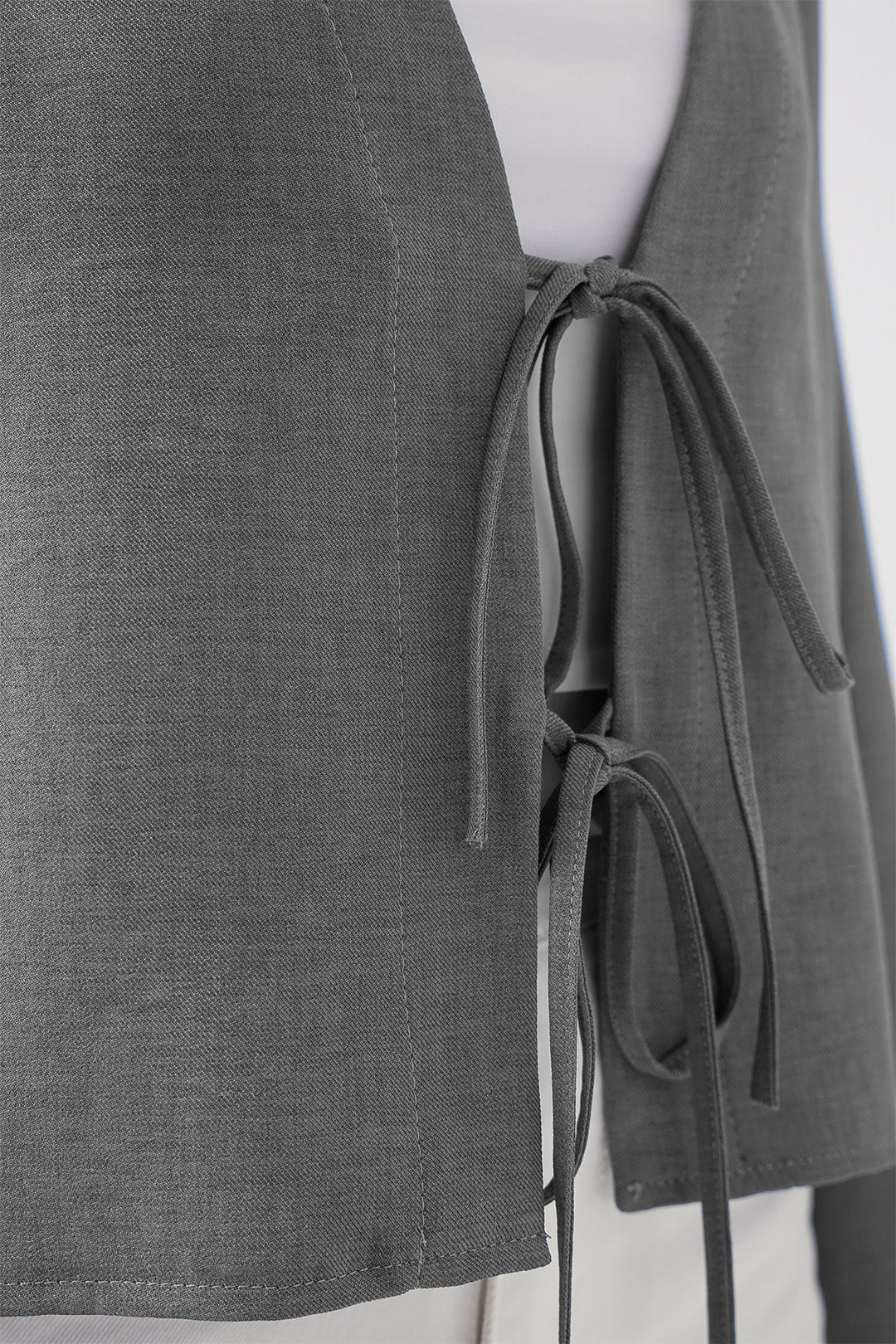 BGD Women Front Tied Linen Kimono 960 - Gray - Marion