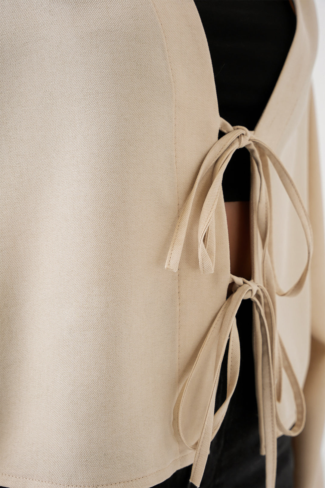 BGD Women Front Tied Linen Kimono 960 - Cream - Guasavito