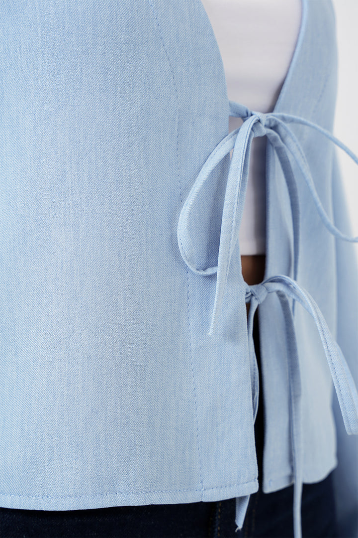 BGD Women Tied Front Linen Kimono 960 - Blue - Rockhampton