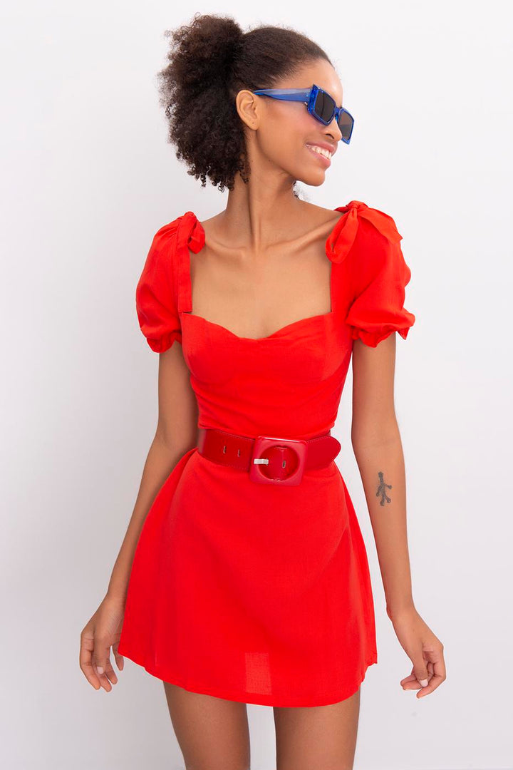 BSL Women Linen Mini Dress - Orangetown