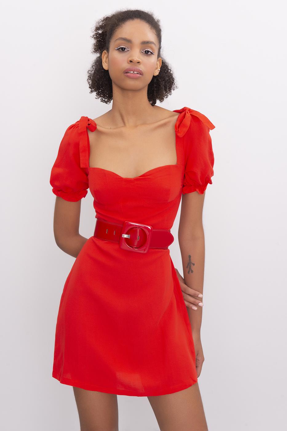 BSL Women Linen Mini Dress - Orangetown