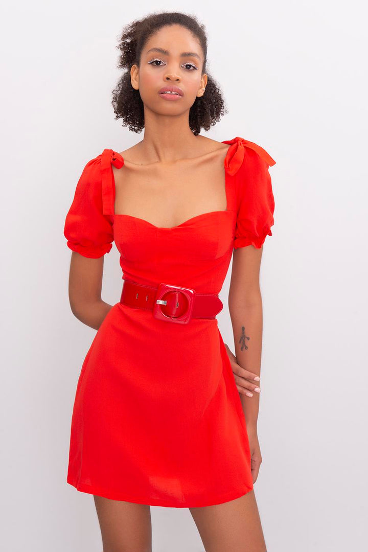 BSL Women Linen Mini Dress - Orangetown