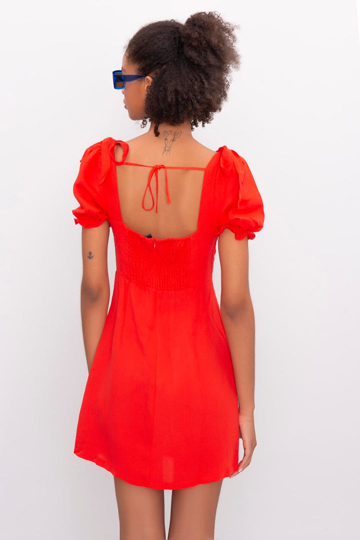 BSL Women Linen Mini Dress - Orangetown