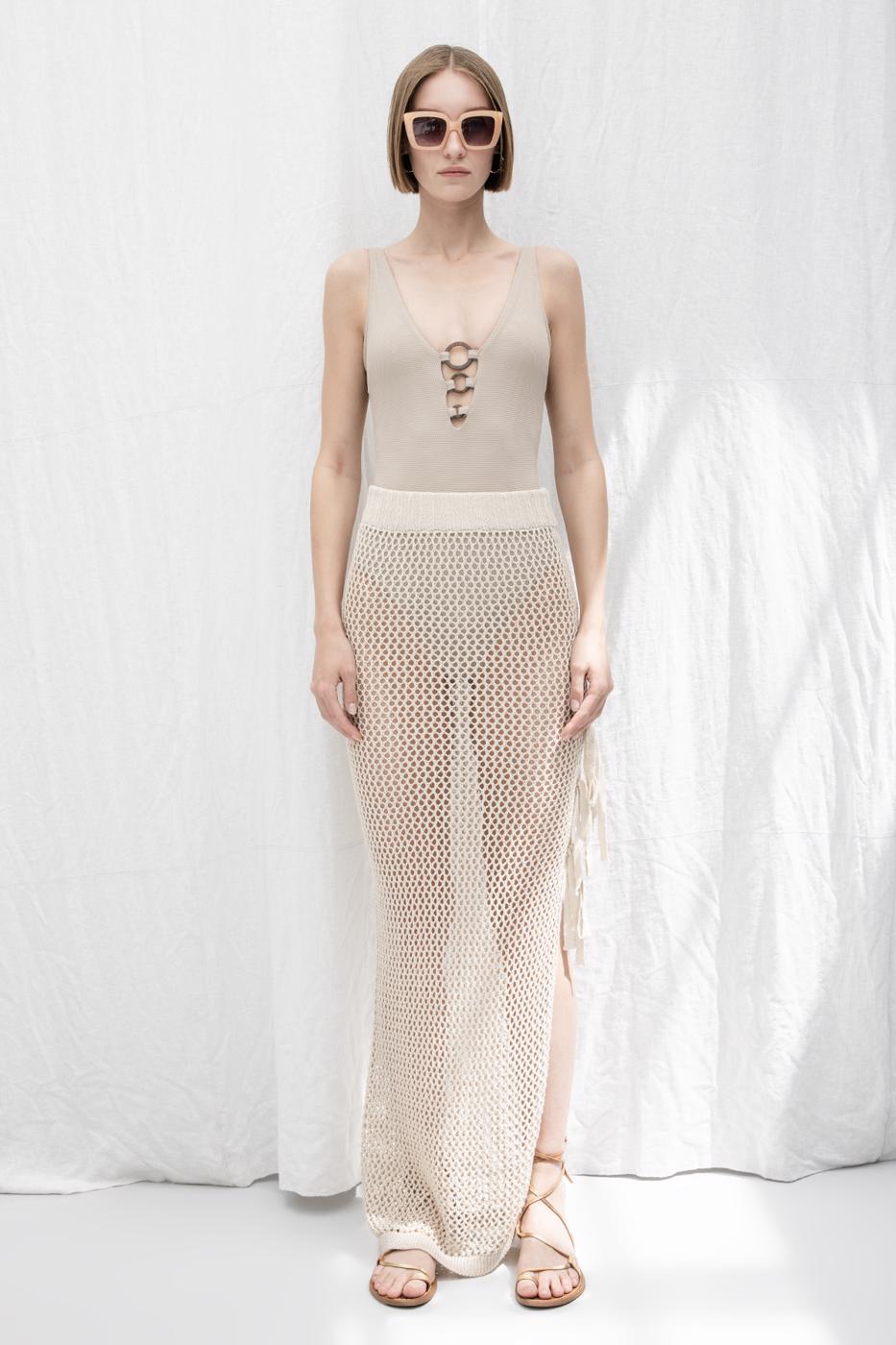 BSL Women Knitted Deep Slit Maxi Skirt - Odenton