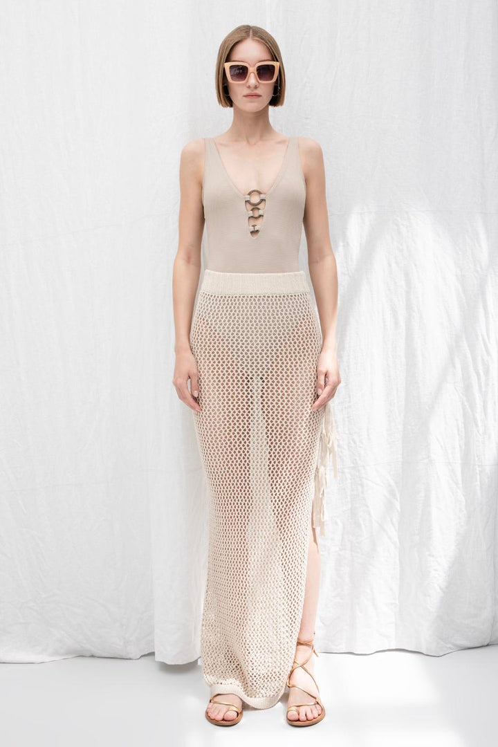BSL Women Knitted Deep Slit Maxi Skirt - Odenton
