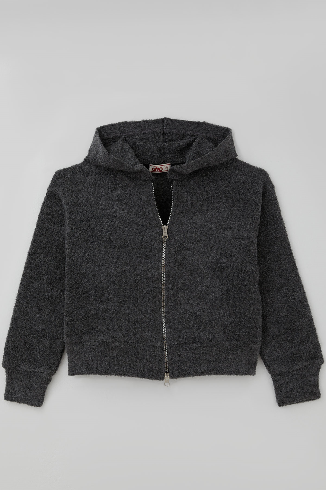 BRE Orko Kız Çocuk Peluş Crop Hırka Kapüşonlu Fermuarlı 106 Yaş , Füme Melanj - Barnsley