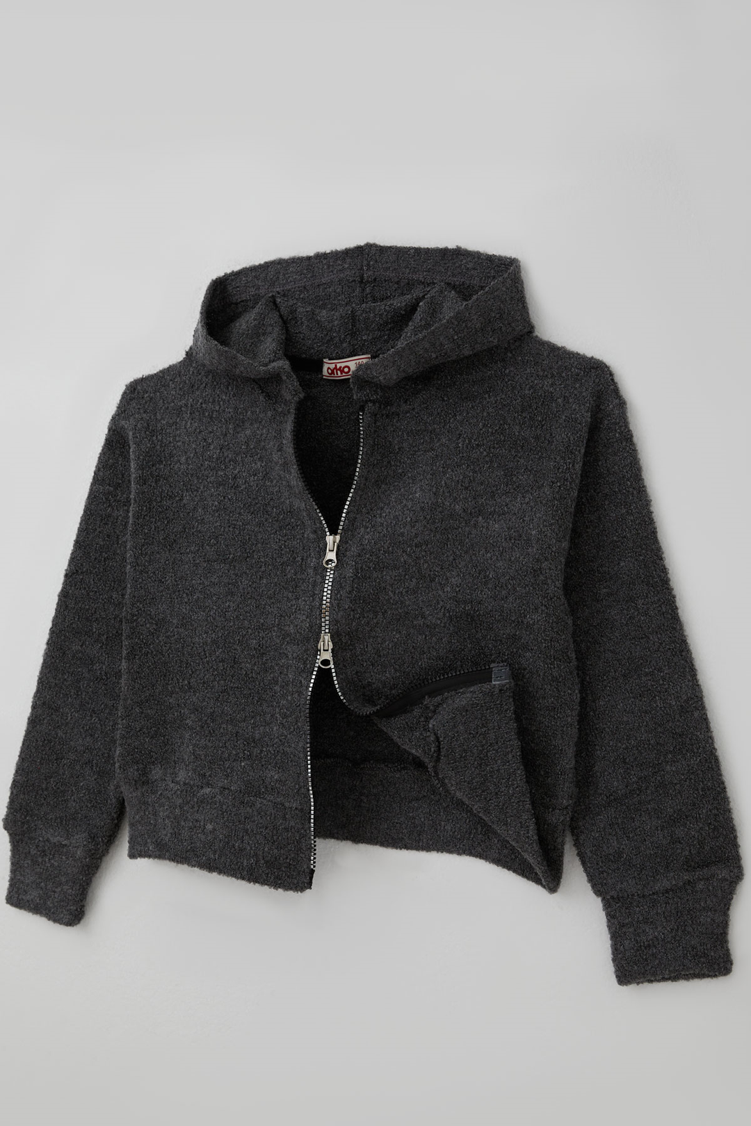 BRE Orko Kız Çocuk Peluş Crop Hırka Kapüşonlu Fermuarlı 106 Yaş , Füme Melanj - Barnsley