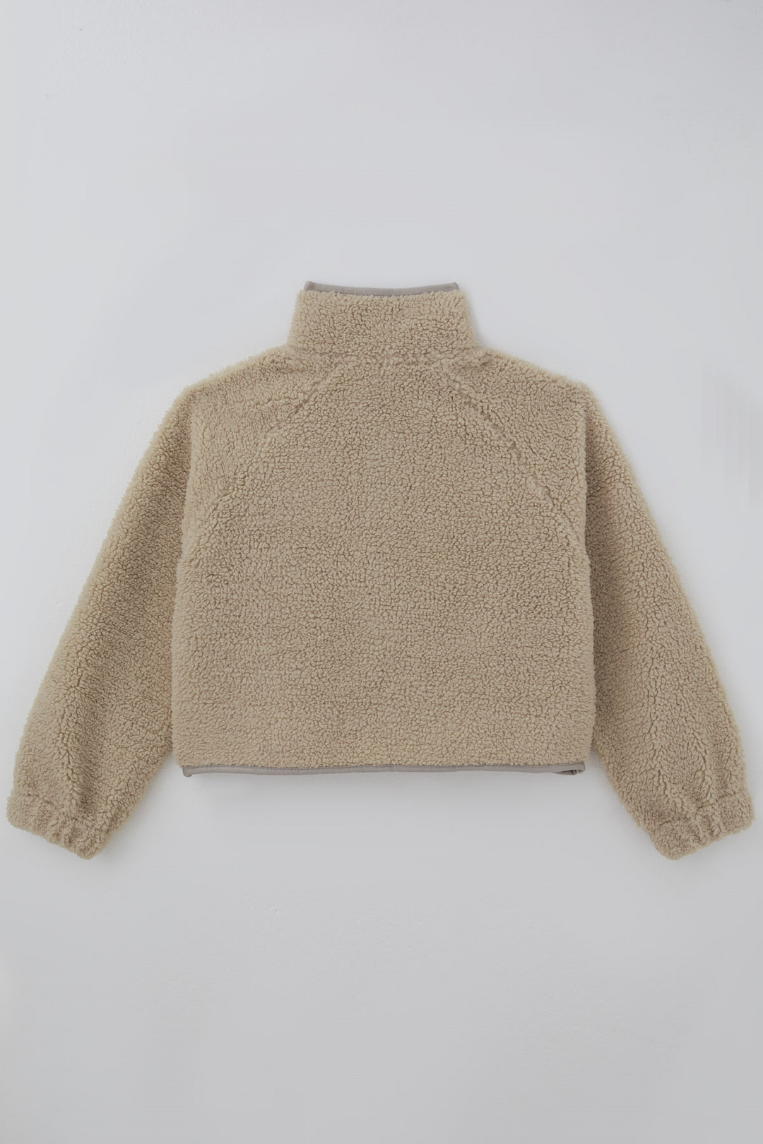 BRE Orko Kız Çocuk Peluş Crop Hırka Kontrast Şerit & Dekoratif Yazı Arma Detaylı Fermuarlı 106 Yaş , Bej - Köniz