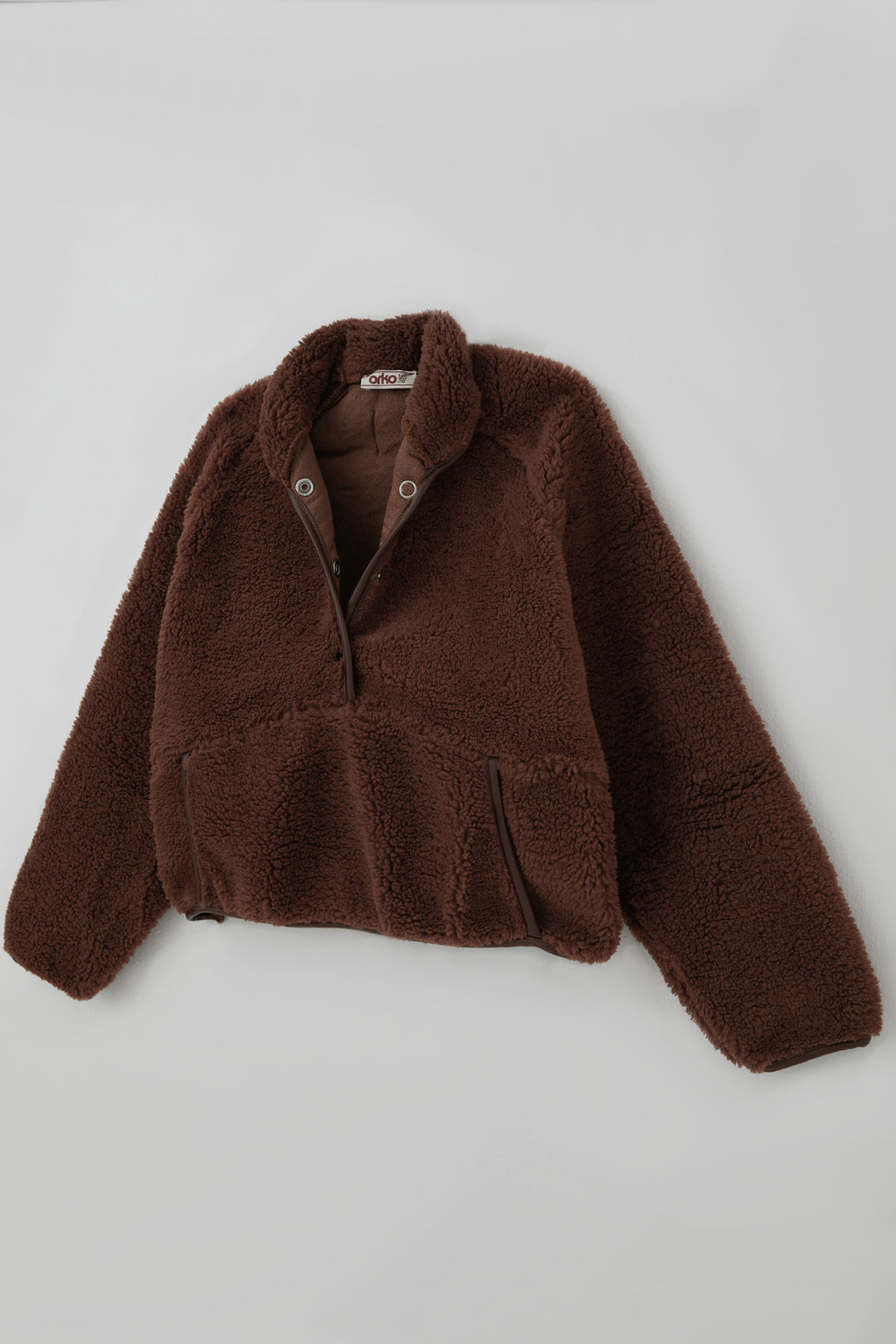 BRE Orko Kız Çocuk Peluş Sweatshirt Önü Yarım Çıtçıt Pat Kanguru Cepli 106 Yaş , Kahverengi - Krasnodon
