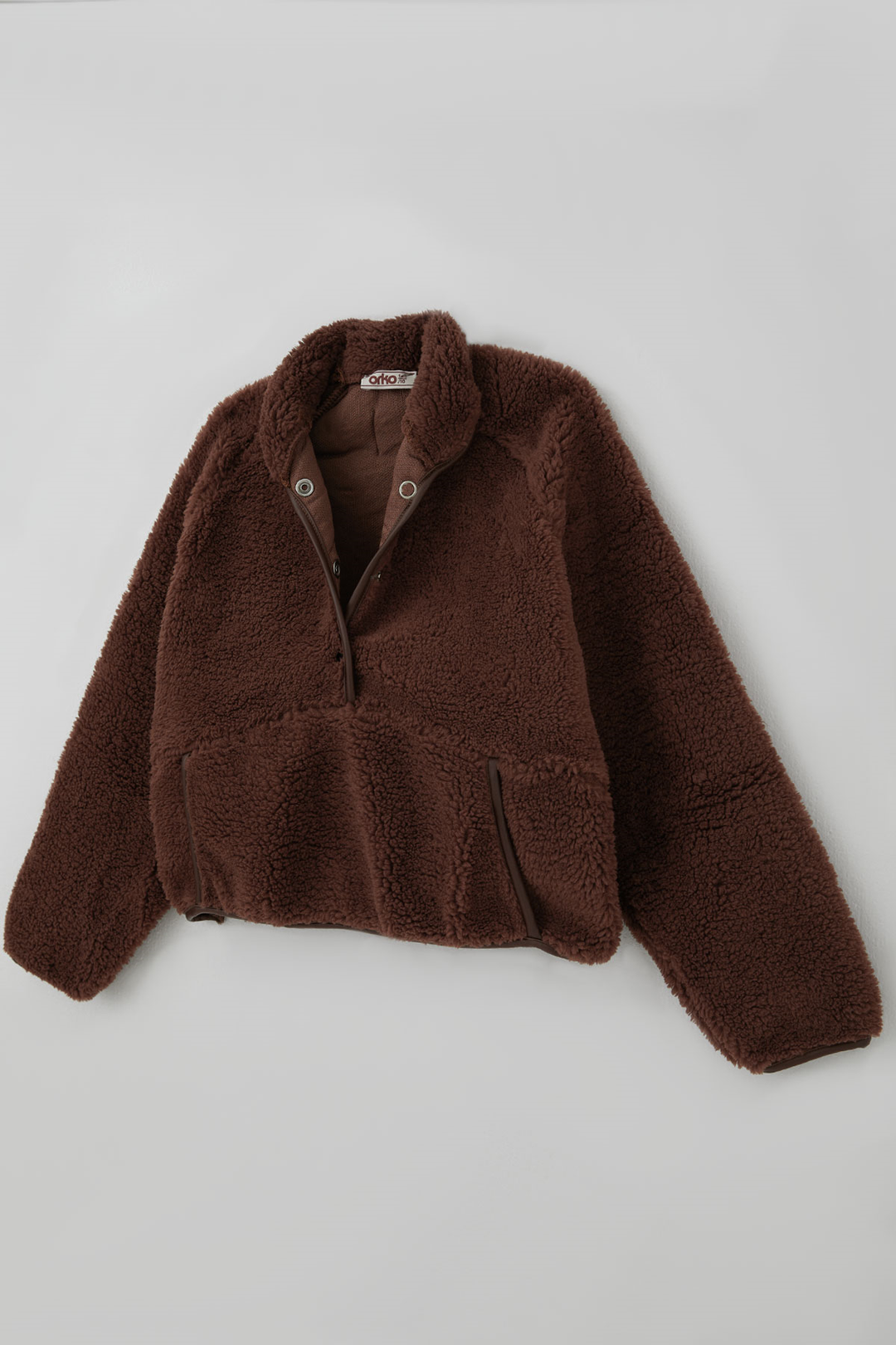 BRE Orko Kız Çocuk Peluş Sweatshirt Önü Yarım Çıtçıt Pat Kanguru Cepli 106 Yaş , Kahverengi - Krasnodon