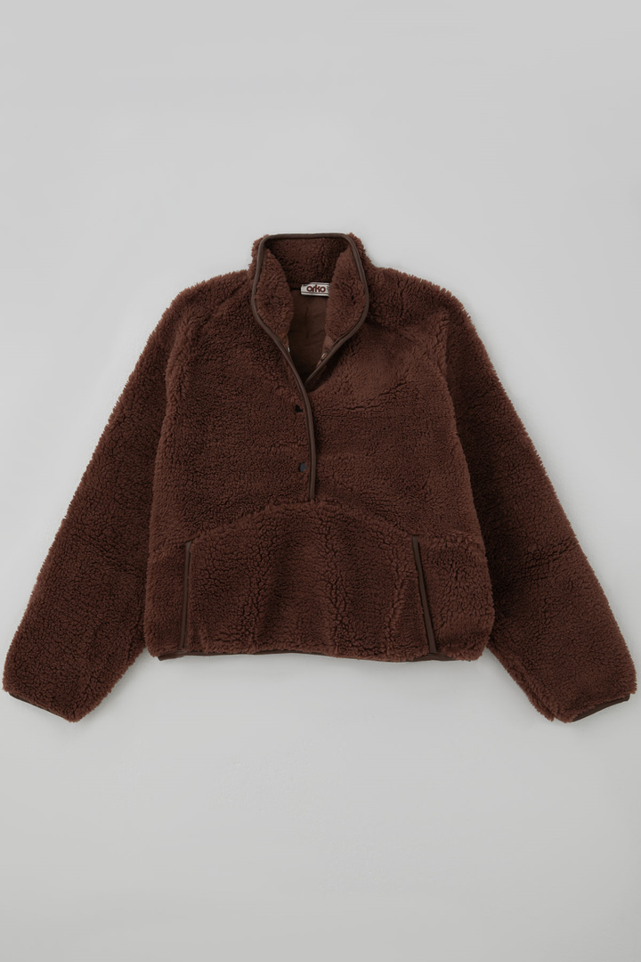 BRE Orko Kız Çocuk Peluş Sweatshirt Önü Yarım Çıtçıt Pat Kanguru Cepli 106 Yaş , Kahverengi - Krasnodon