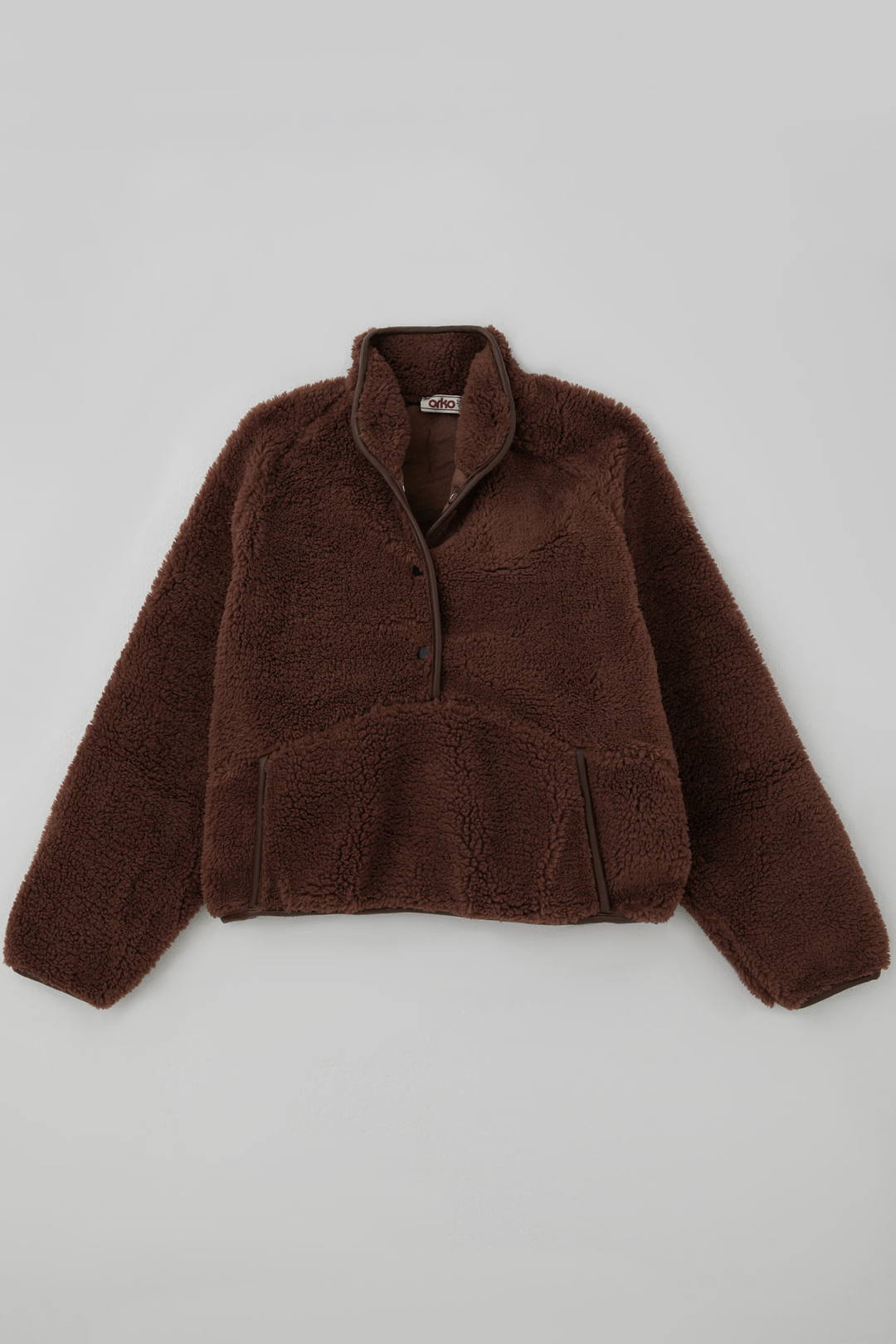 BRE Orko Kız Çocuk Peluş Sweatshirt Önü Yarım Çıtçıt Pat Kanguru Cepli 106 Yaş , Kahverengi - Alcira