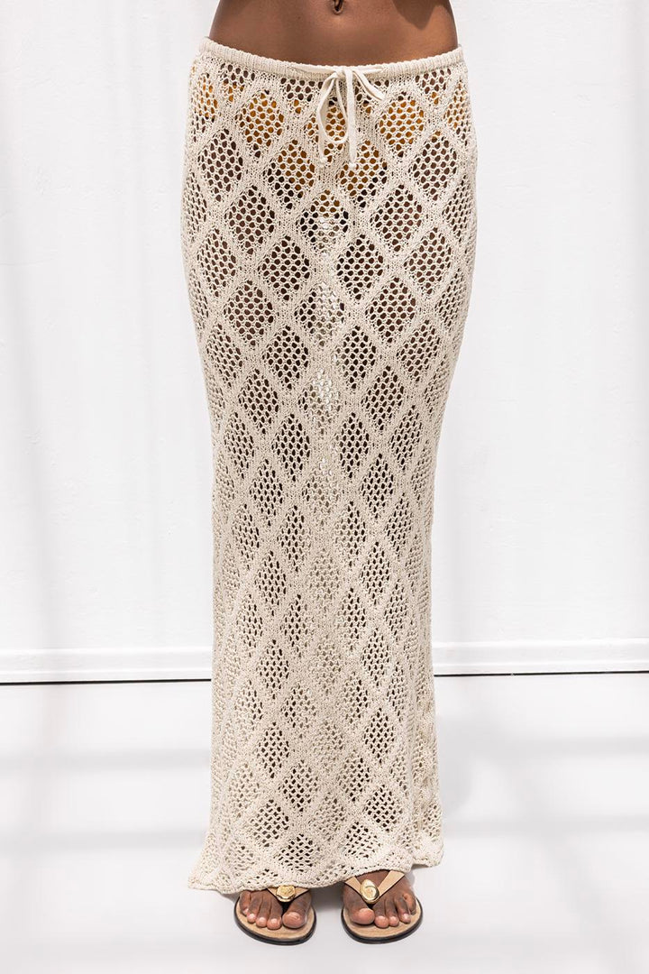 BSL Women Knitted Fishnet Maxi Beach Skirt - Nicolás Romero