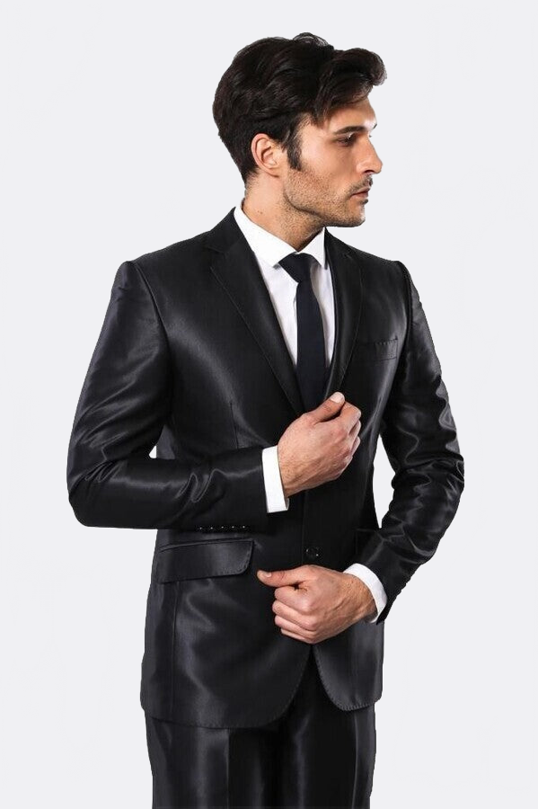 WSS Black Shiny Men's Suit   - Hialeah
