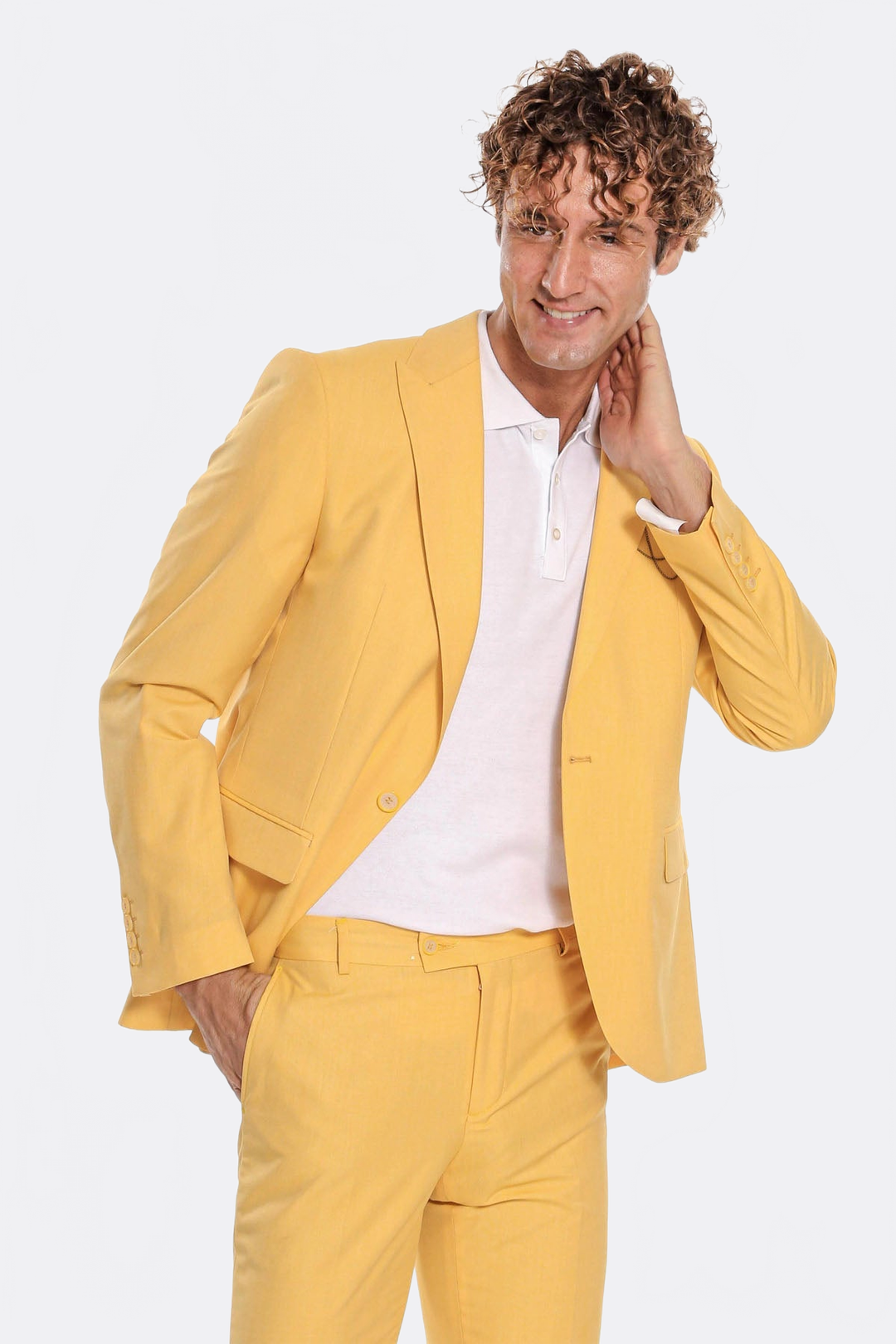 WSS 2 Piece Patterned Slim Fit Yellow Men Suit  - Talavera de la Reina