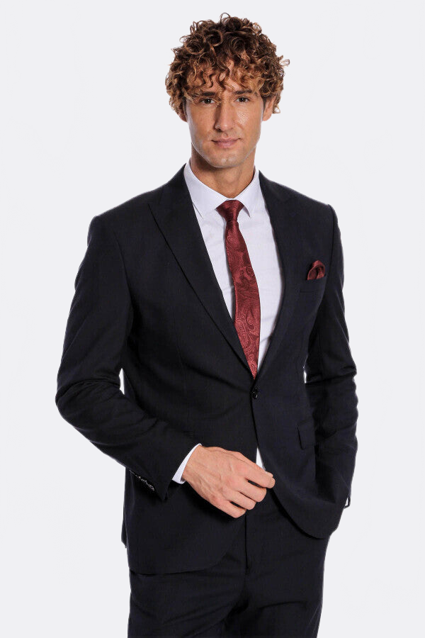 WSS 2 Piece Striped Black Men Suit  - Lethbridge